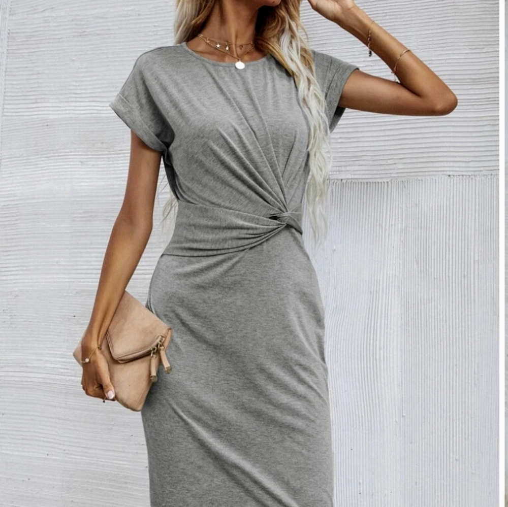 Shein solid twist front dress